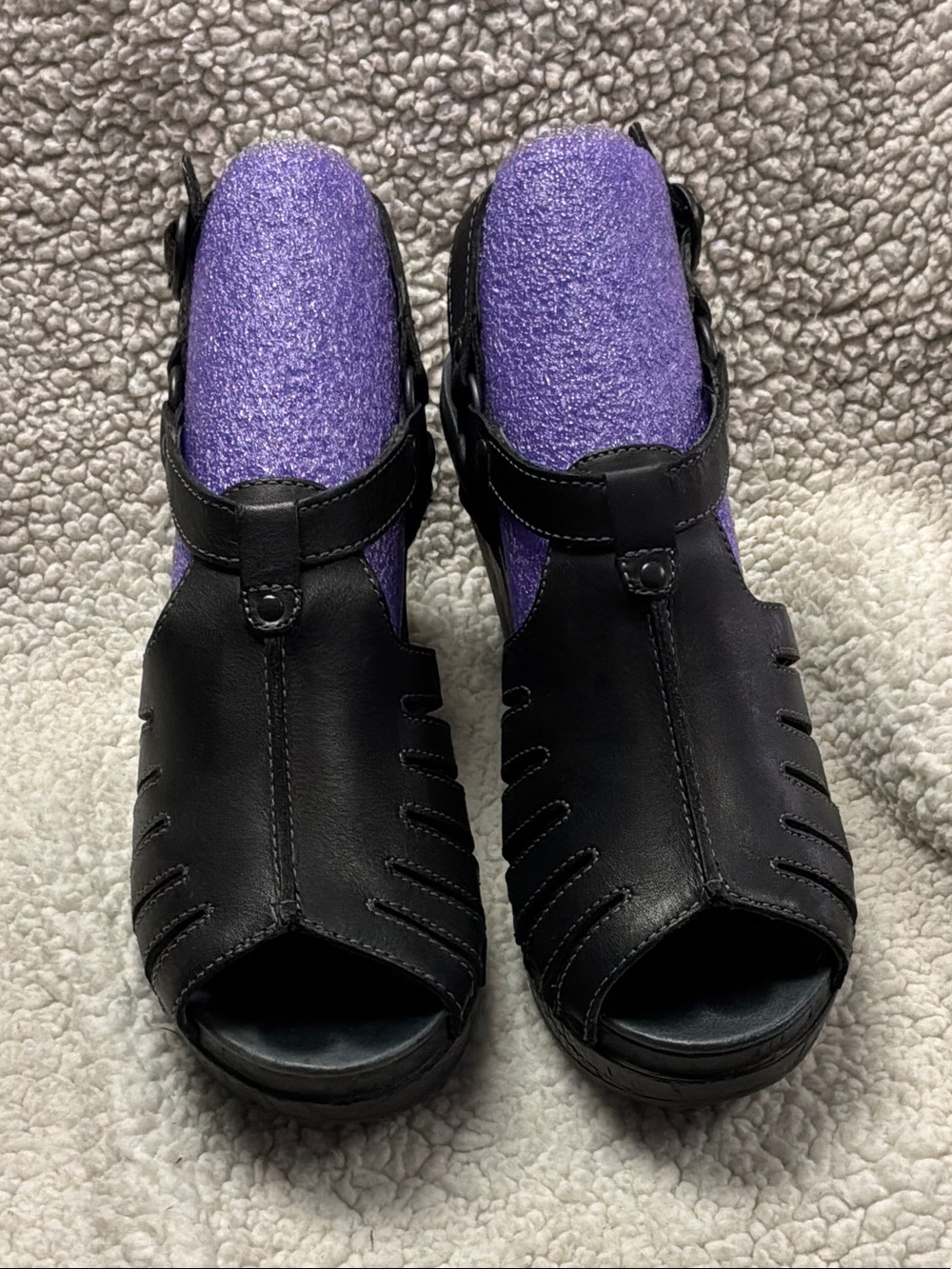 Dansko Randa black platform sandals 8